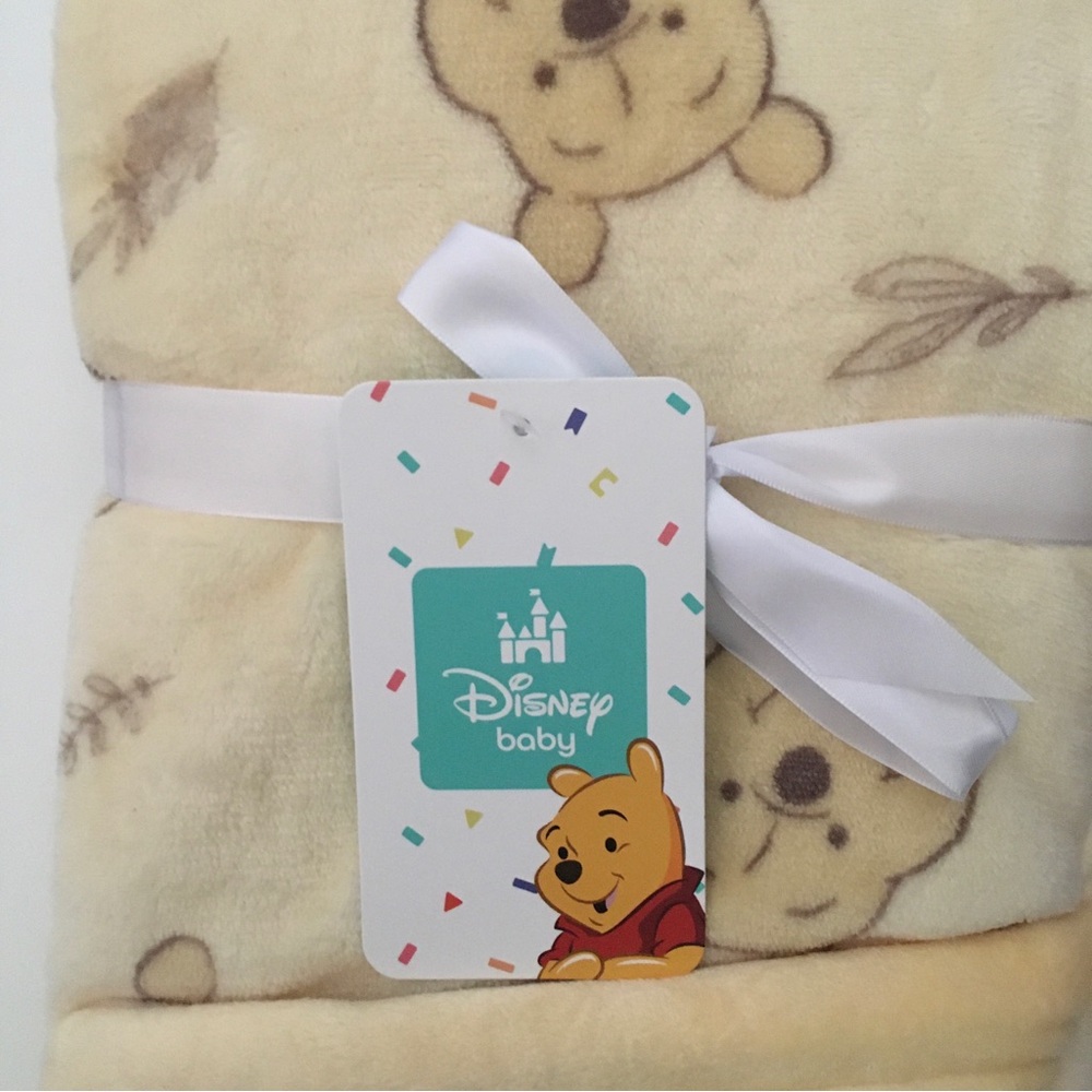 Disney Baby Blanket Winnie the Pooh Reversible Yellow Warm Soft Cozy 30x40” NEW - Picture 2 of 6